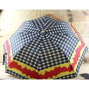 Christian Dior Umbrella Floral Red Roses Tweed Print Multicolor Vintage